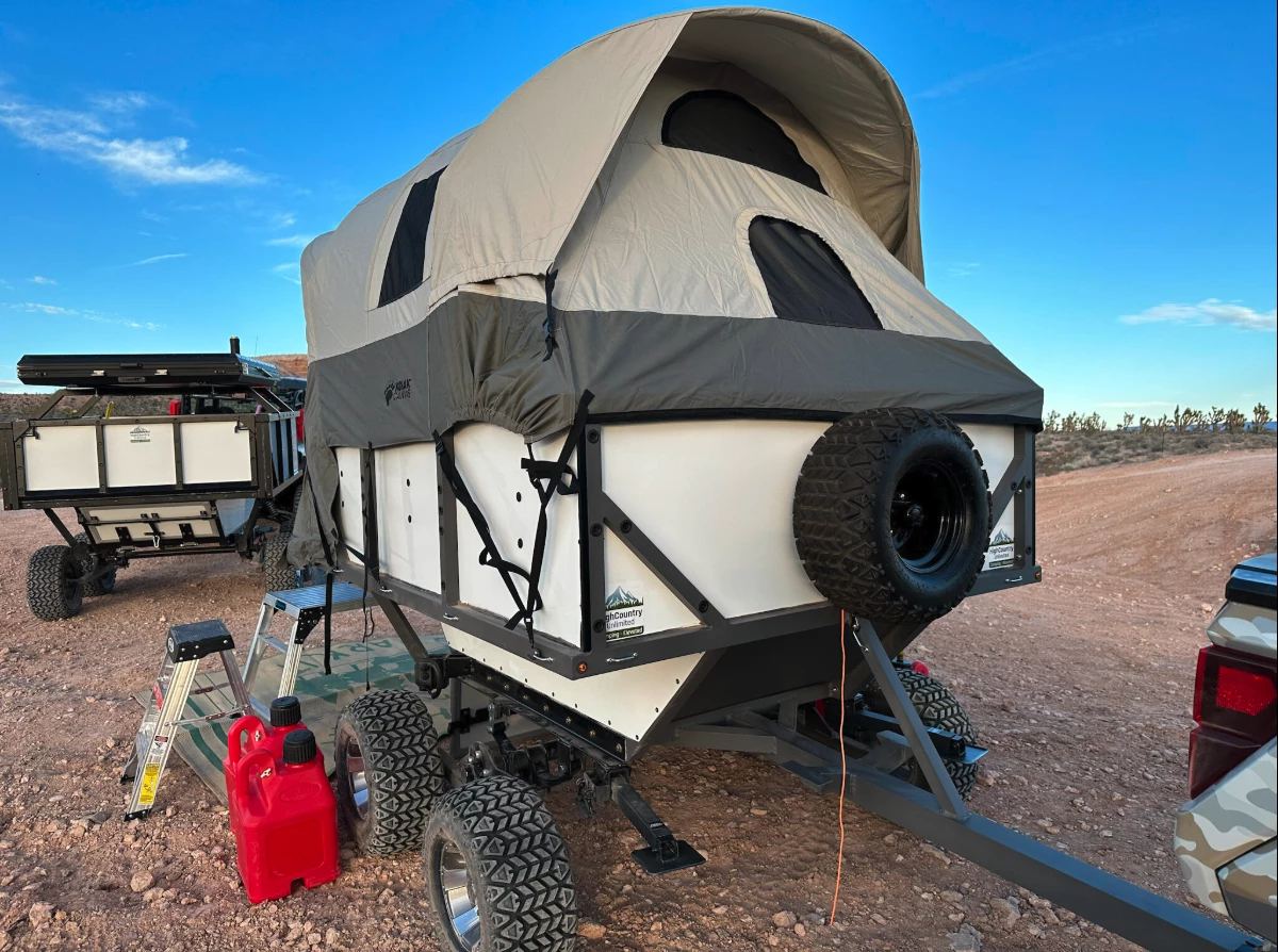 Highcountry Unlimited cargo trailer with Kodiak Canvas truck tent = modern-day Conestoga Wagon