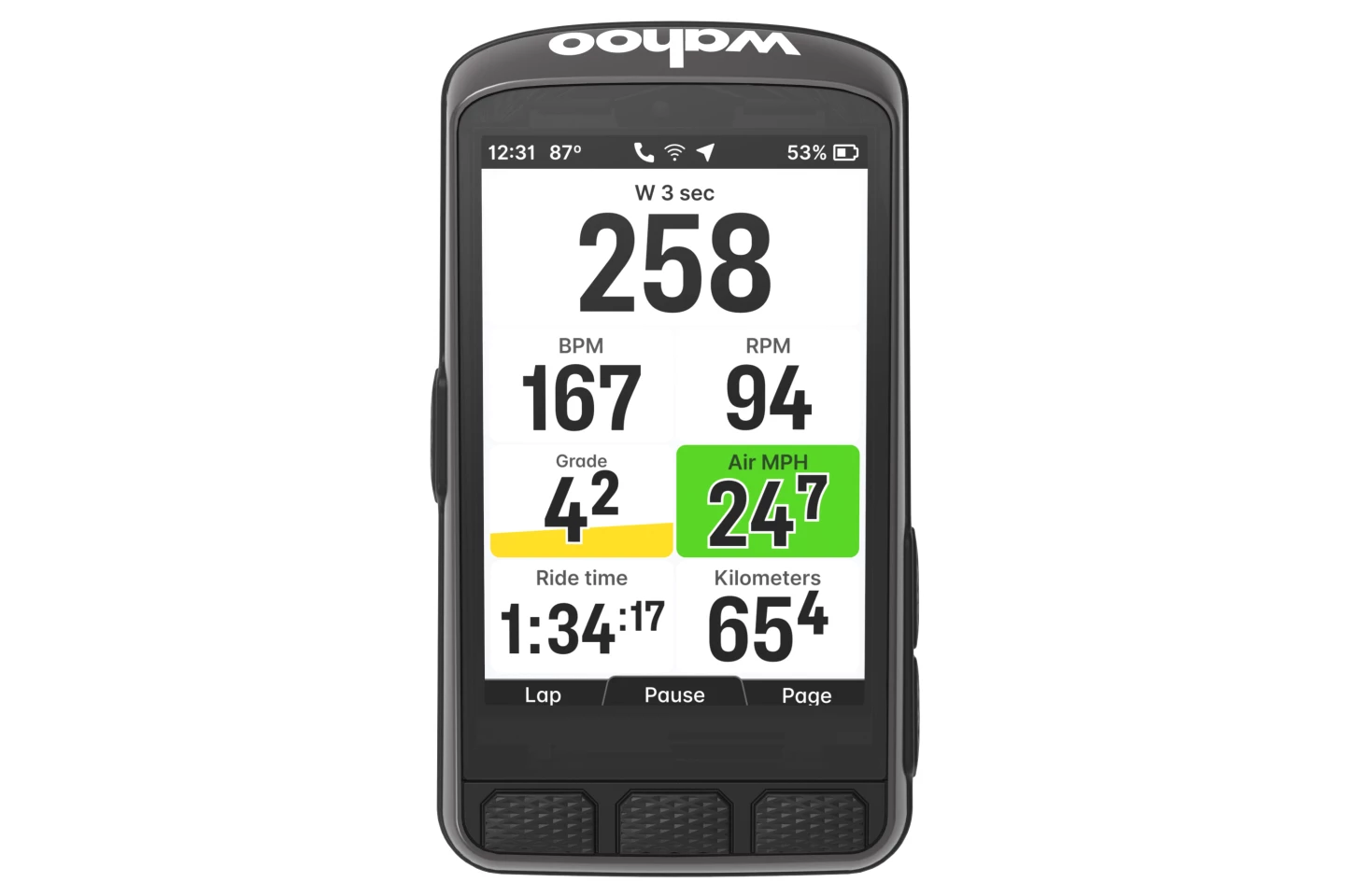 The Elemnt Ace's TFT display