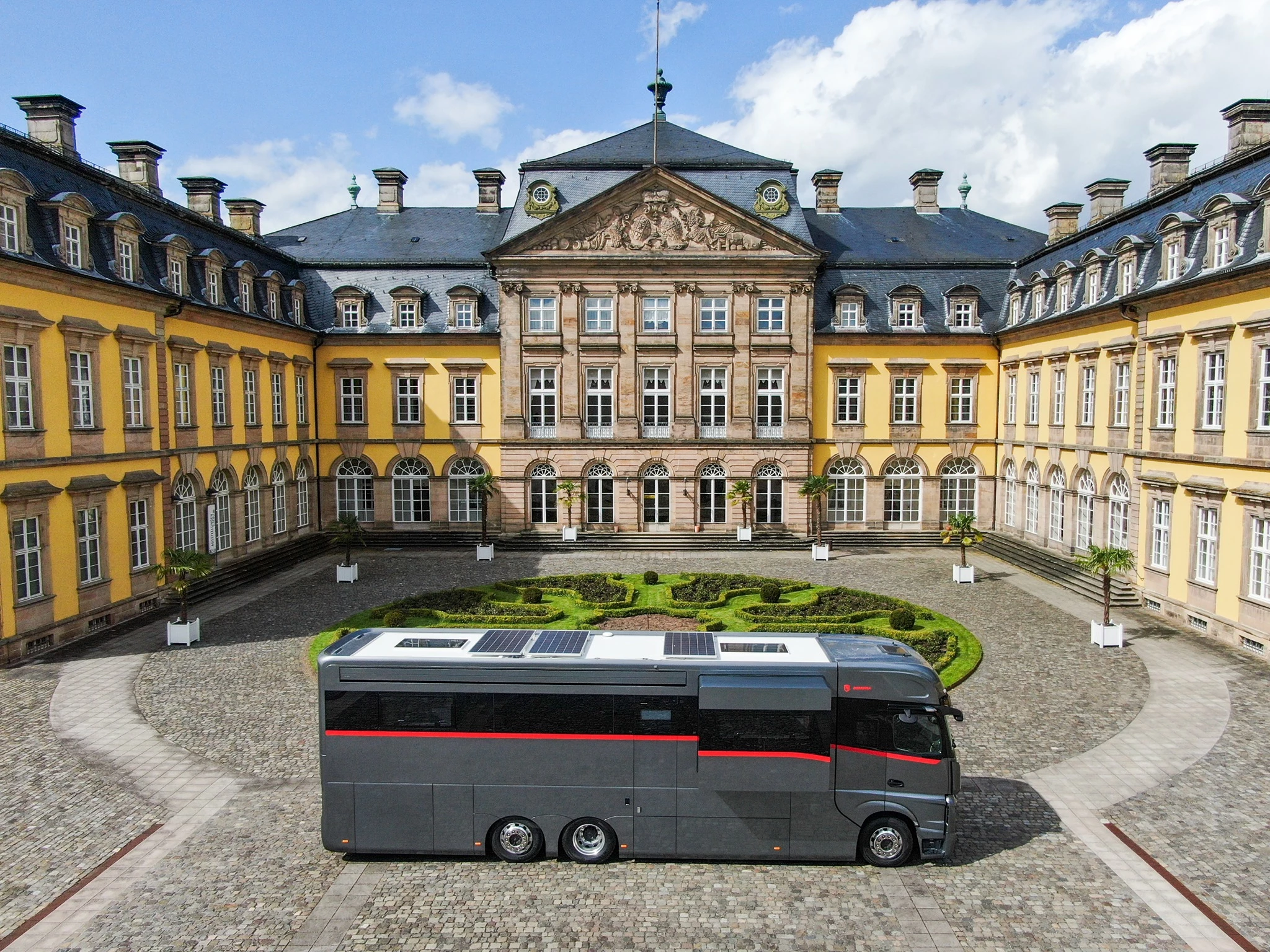 With its roof-mounted solar array, generator and 1,000 liters of fresh water, the Dembell motorhome is ready to travel long distances