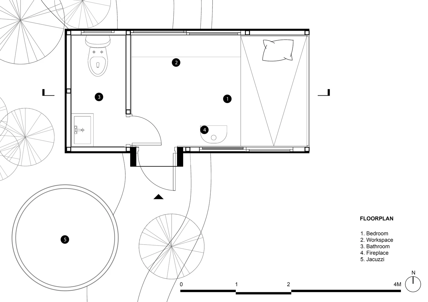 Floor plans of the Forest House by Vietnamese architect Chu Van Dong