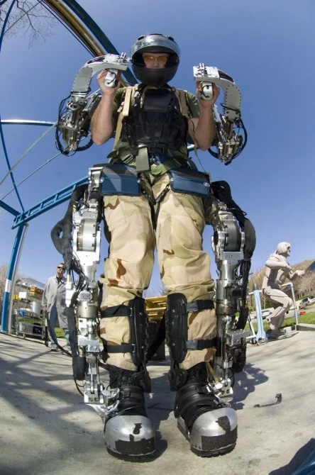 Software engineer Rex Jameson tests the exoskeletonPhoto: Raytheon Company