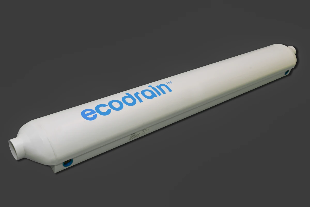 The EcoDrain uses outgoing hot water to heat incoming cold water