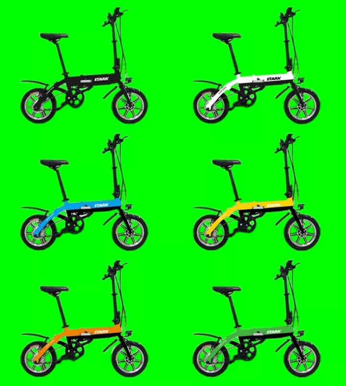 The Stark Drive Mini comes in various colors and can be optioned with a more powerful hub motor and GPS tracking