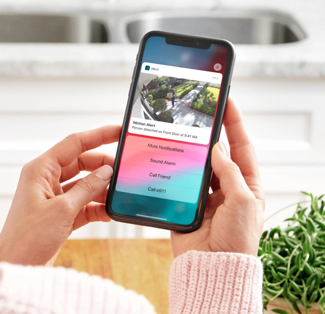 Notifications pop up on your phone when the Arlo cloud-enabled AI service has identified people, vehicles or animals