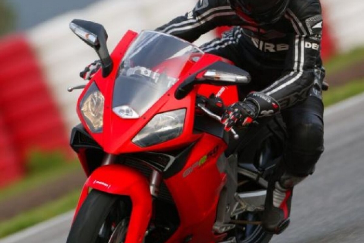 The petrol-engined Derbi on the racetrack