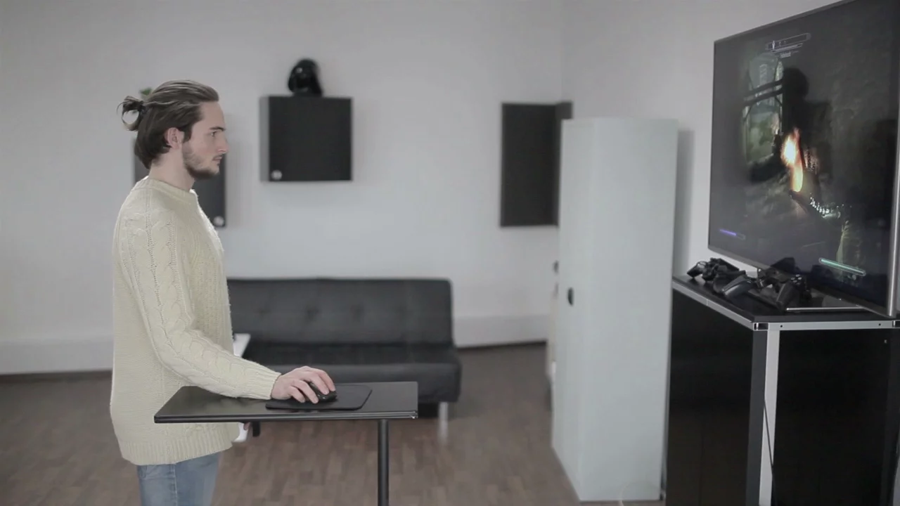 The Grifta Board can be adjusted for height to help you use your mouse from the couch or, if you're really keen, while standing up