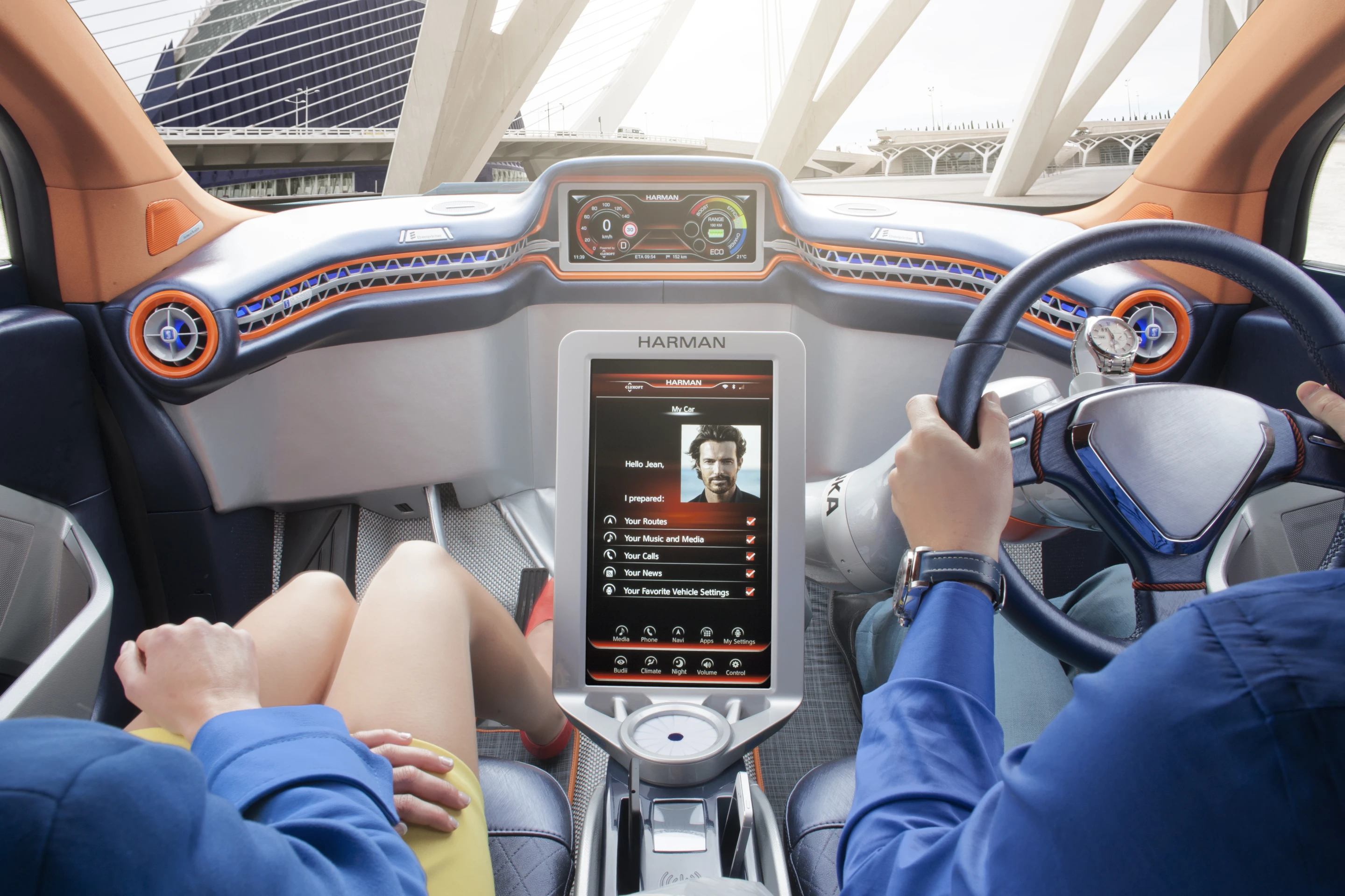 Center console and interior with occupants
