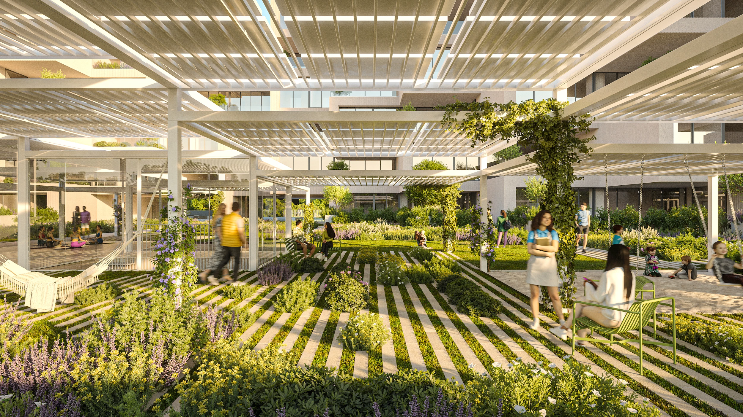 Park Rise will be include a large pergola area offering shaded spots for socializing