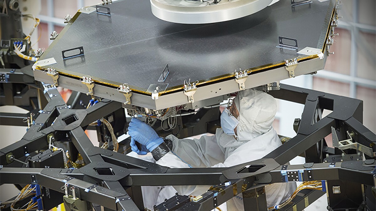The construction of the James Webb Space Telescope is taking place in a clean room at NASA's Goddard Space Flight Center in Maryland