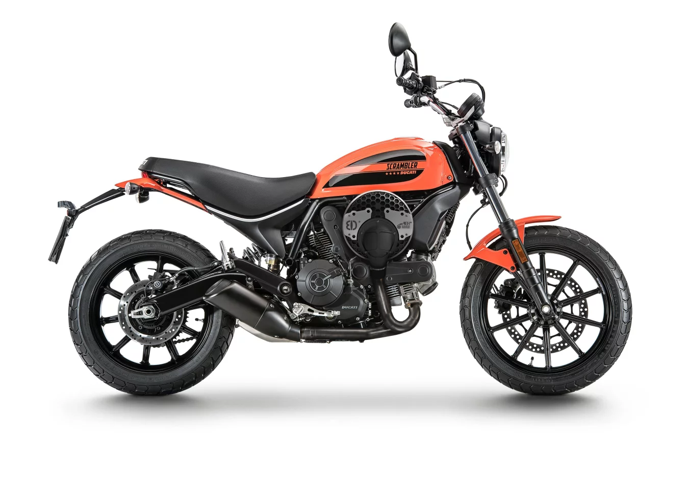 Alter Ego's Drum Charger: CAD render of the drum charger fitted to a Ducati Scrambler