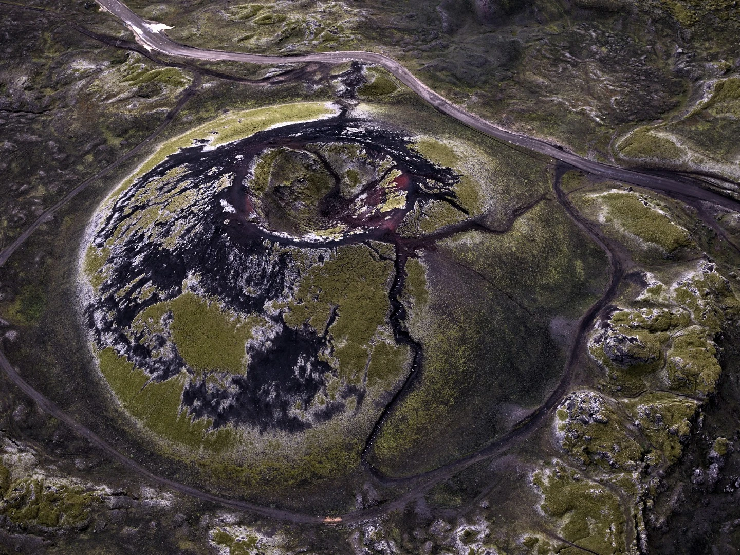 Stairs to the top. This aerial shot was taken in Iceland from a small Cessna