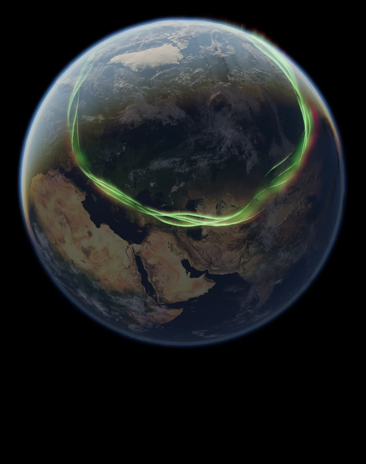 An artistic impression of what the aurora might have looked like 41,000 years ago during the Earth's polar reversal