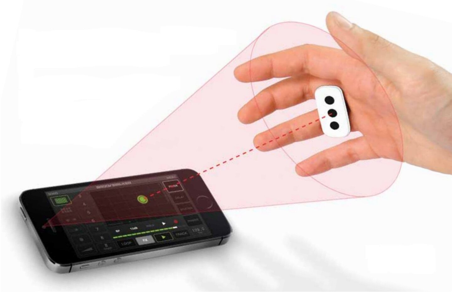 The iRing can be used to control app functionality, or adjust music app parameters and effects, in real time using hand gestures