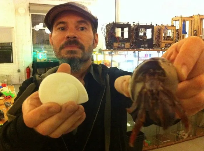 Artist Miles Lightwood is the leader of Project Shellter, a crowd-sourced effort to design 3D printed shells for use in the pet hermit crab industry (Photo: MakerBot Industries)