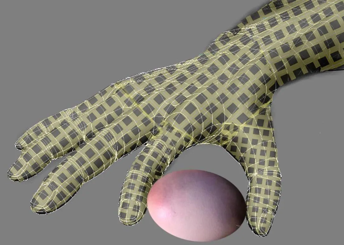 An artist's impression of an artificial hand covered with the e-skin
