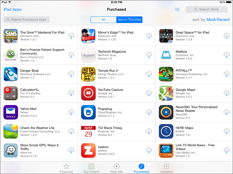 Download previously purchased apps