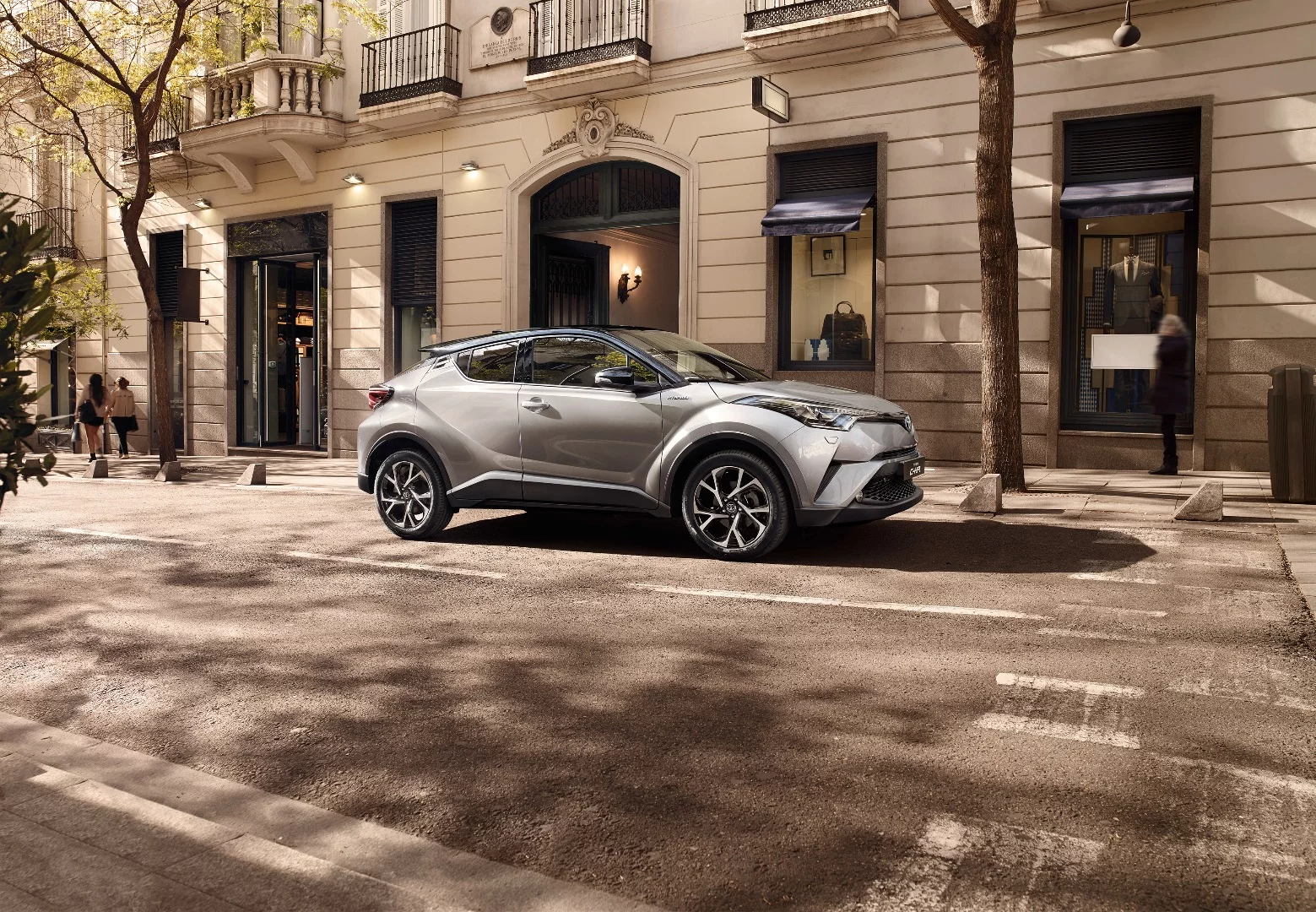 The C-HR has swollen wheelarches and edgy flanks