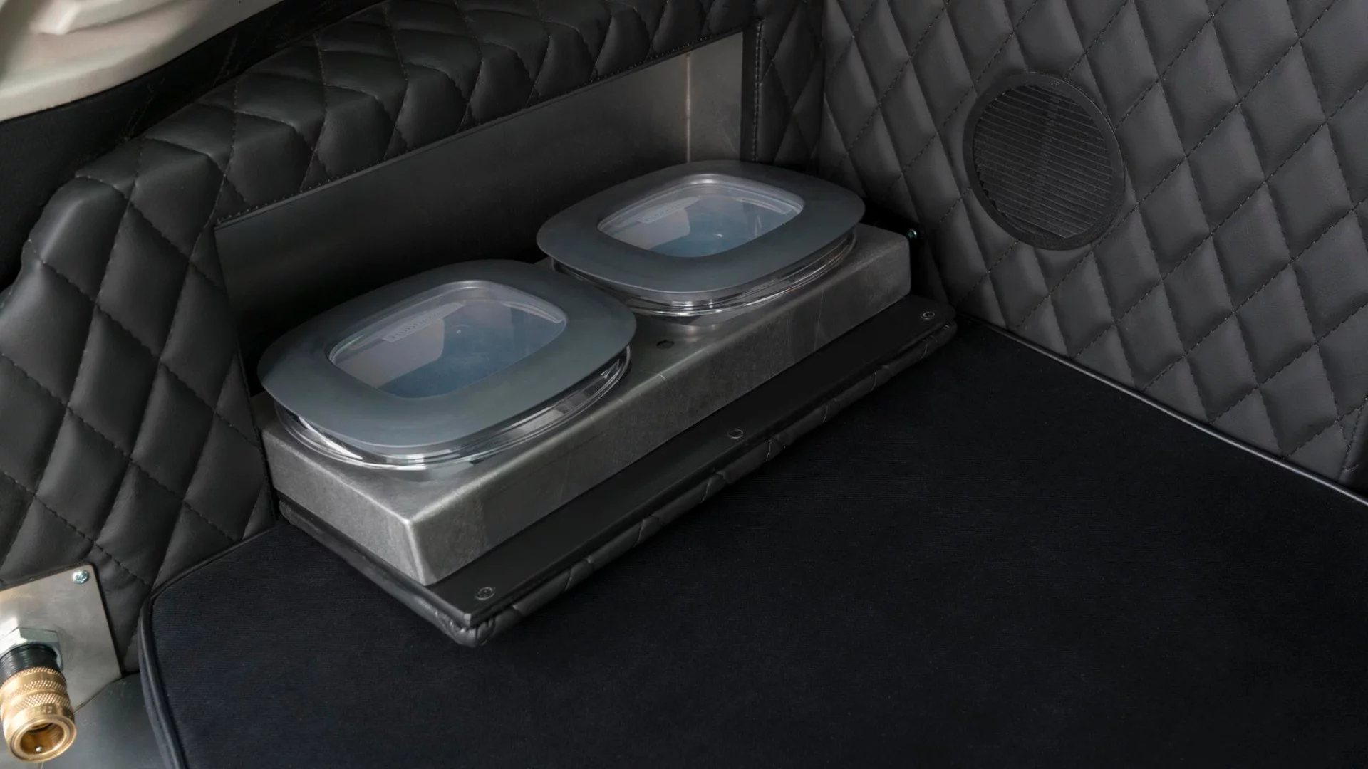 These fold-down, spill-proof (let Fido be the judge of that) pet bowls are integral to the pet area of the Rogue Dogue