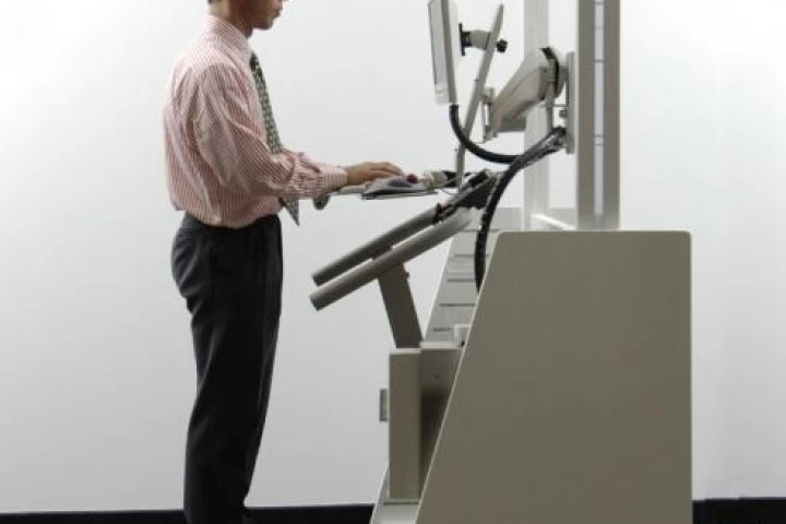 Dr. James Levine on his Walk-At-Work treadmill