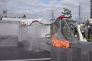 The "Flying Dragon" firefighting robot rains down watery death on a test fire