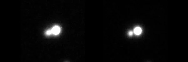 Sharpening of a close double star using the A0-8T on the right, and no adaptive optics on the left (Photo: SBIG)