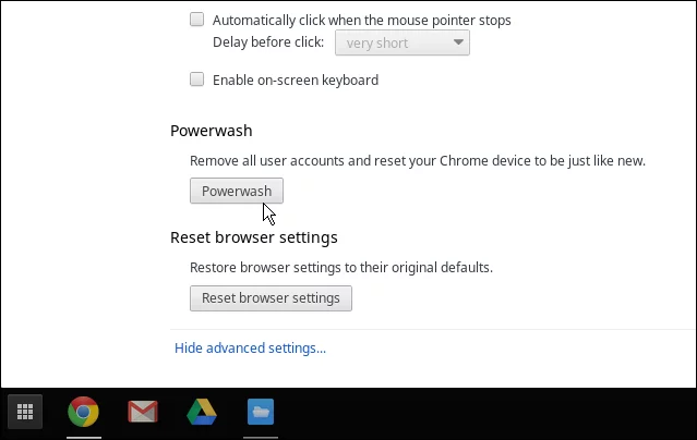 Reset Chromebook to factory settings with Powerwash