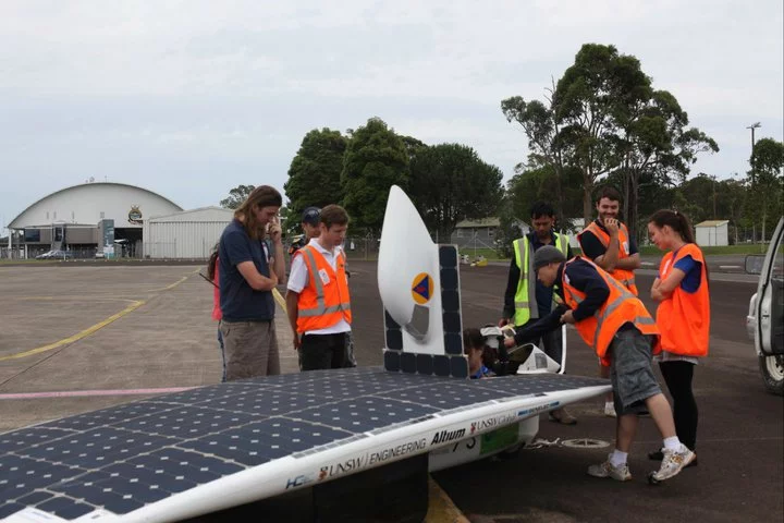 The Sunswift IVy at HMAS Albatross navy base airstrip in Nowra, NSW