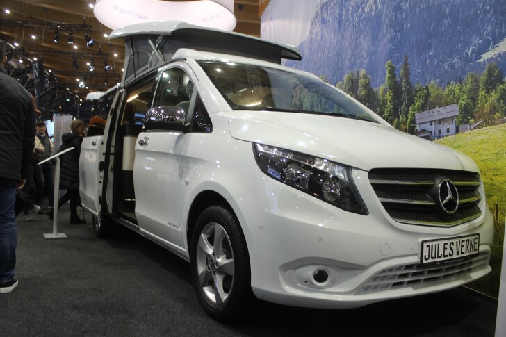 At 514 cm long, this Westfalia Jules Verne Elegance is a little longer than our usual mini-campervan cutoff, but we include it since Westfalia manages to pack in a small bathroom, making it one of the smallest vans we've seen with working bathroom