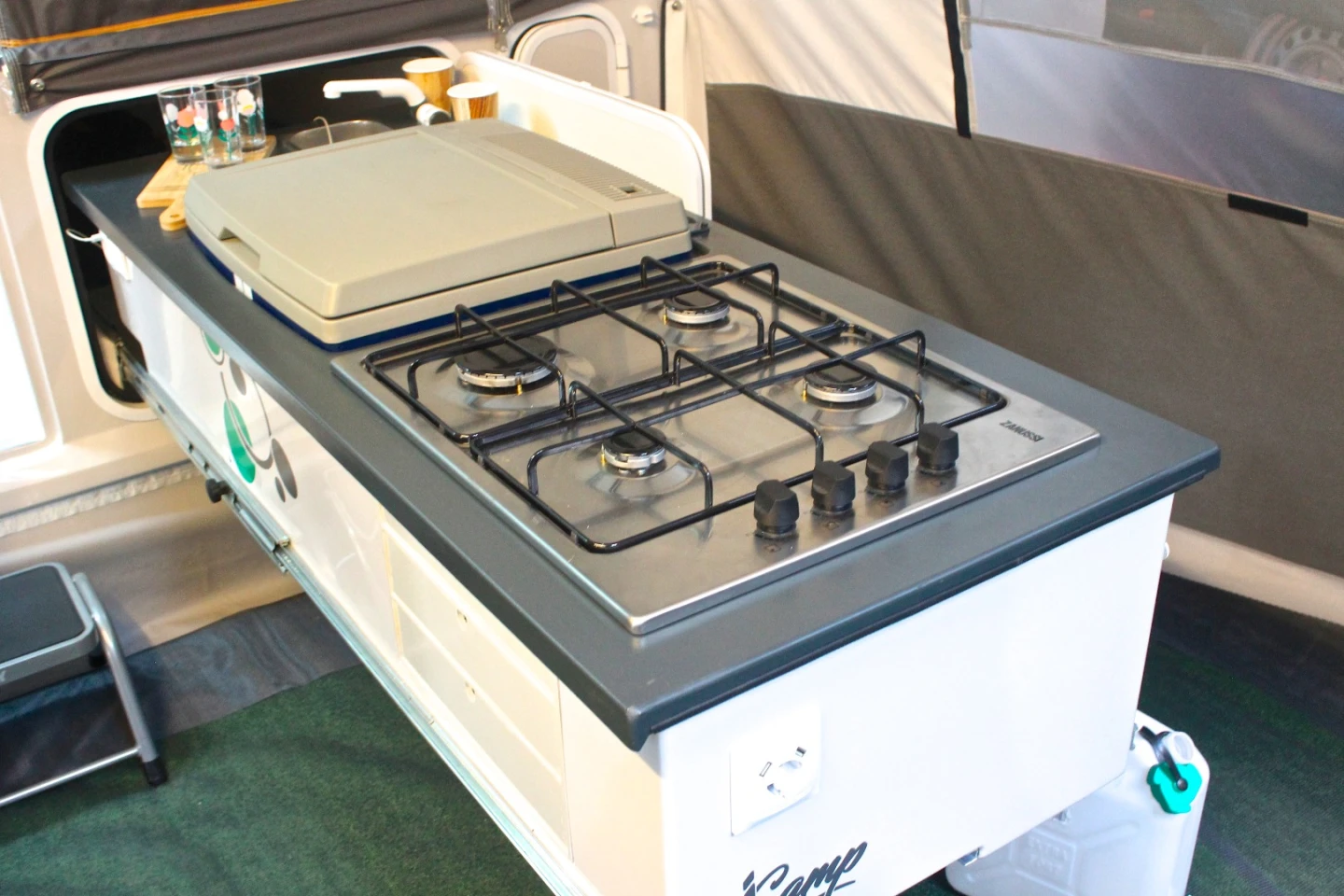 The clever kitchen can be used inside or out