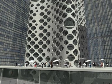 O-14 office tower by RUR Architecture of New York and the Creek Side Development Company of Dubai