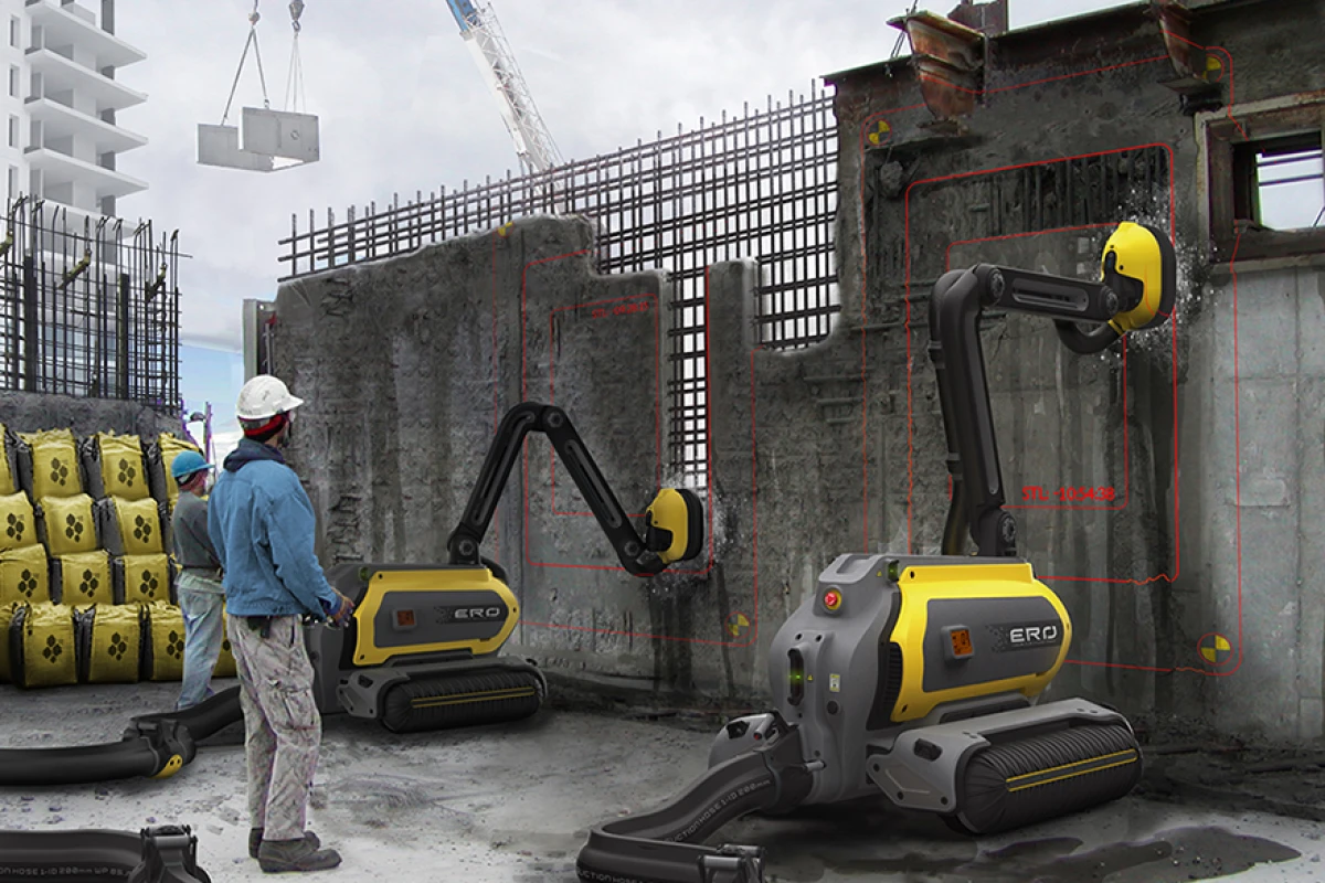 Artist's concept of ERO the demolition robot in action