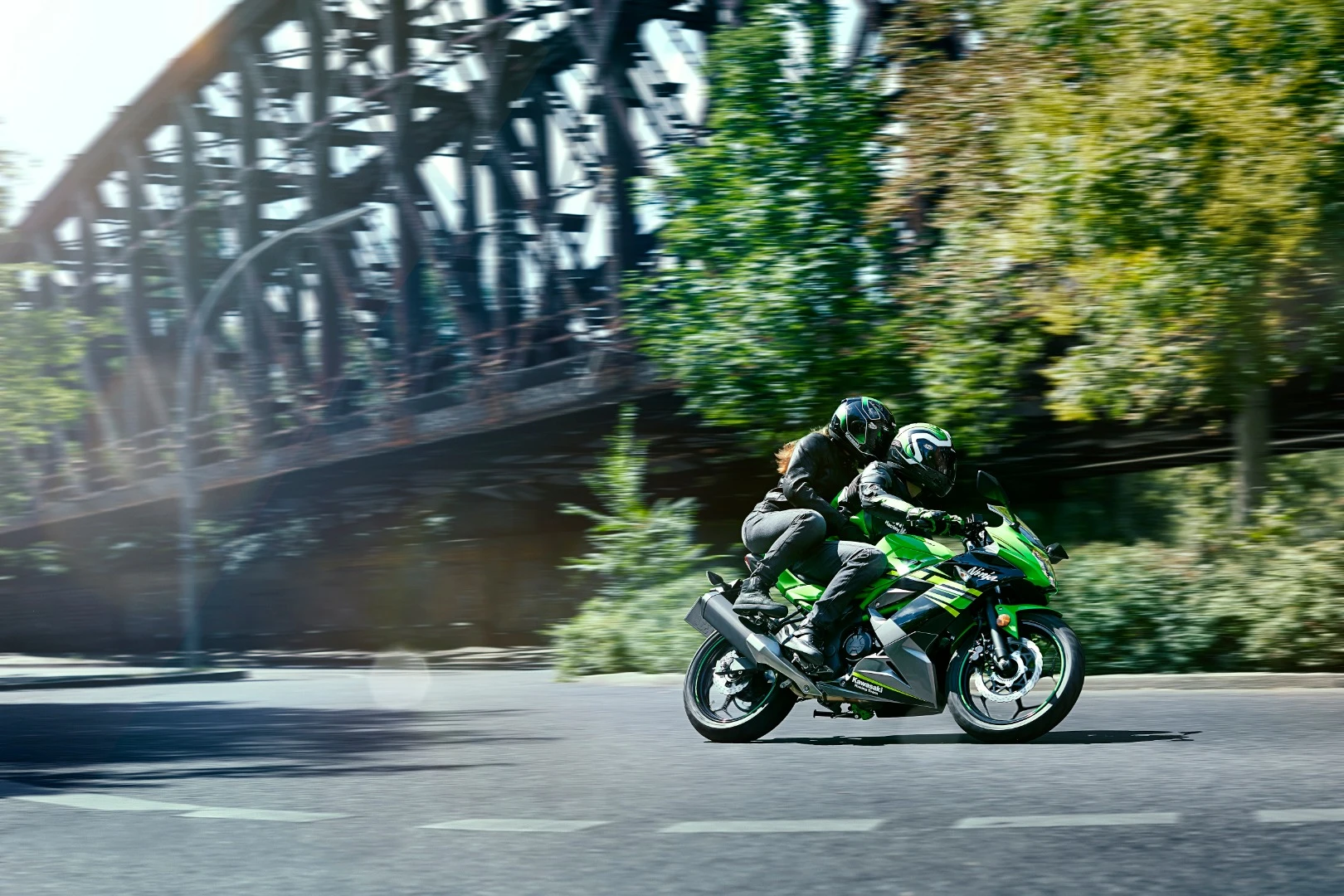 The 2019 Kawasaki Ninja 125 in two-up action