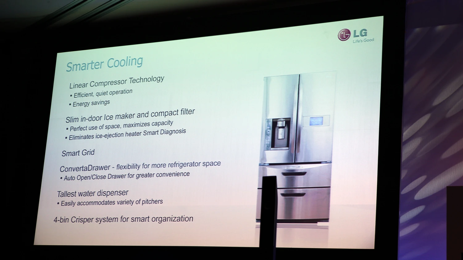 LG THINQ technology is available for LG refrigerators, ovens, and washers