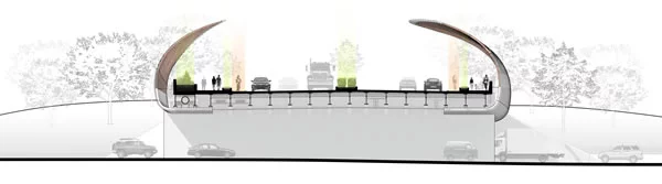 A section view of design B for the 10th Street Bridge