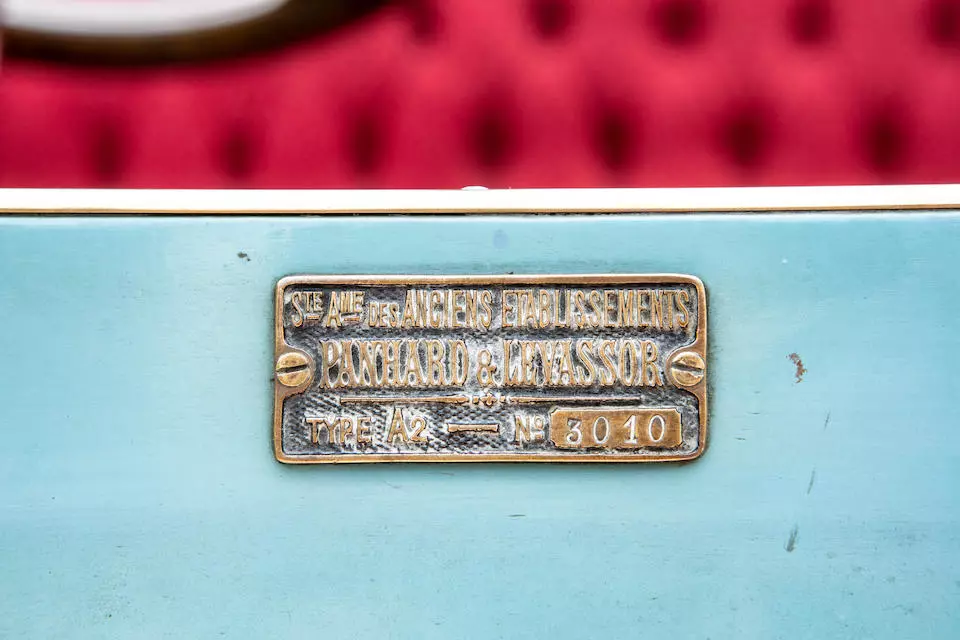 The Panhard 1901 7hp registration plate