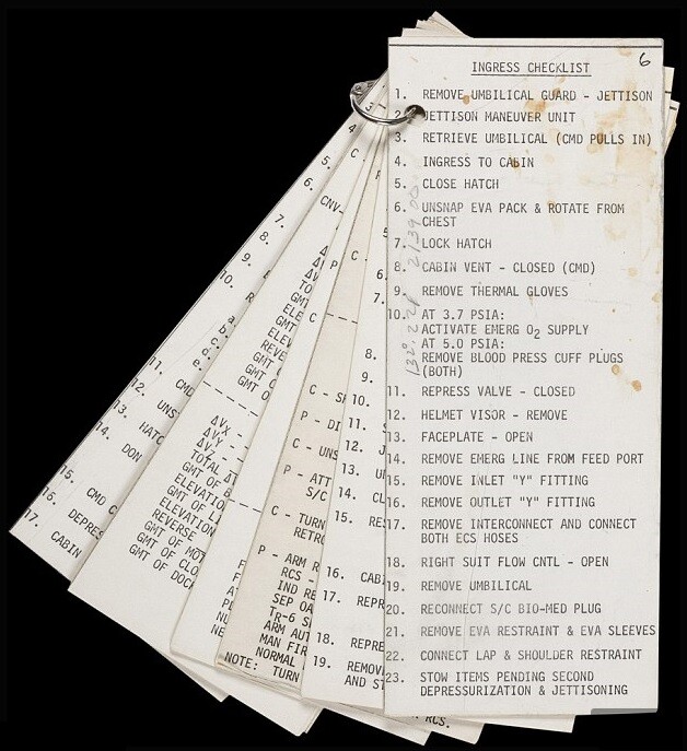 Original flown Gemini EVA checklist (Photo: Bonhams)