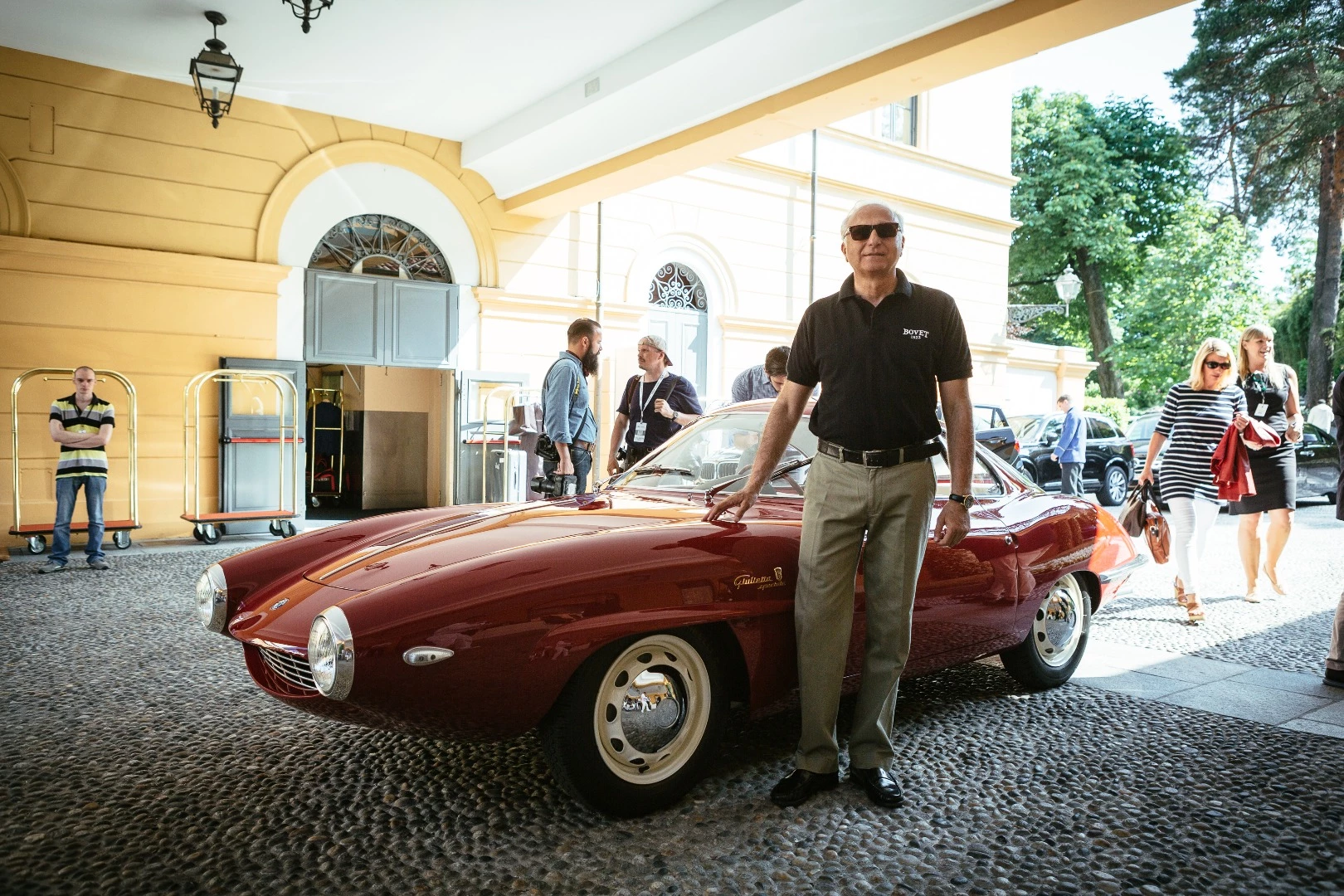 Corrado Lopresto of Italy and his winning 1957 Alfa Romeo Giulietta Sprint Speciale Prototipo by Bertone from the 2017 Concorso d'Eleganza Villa d'Este