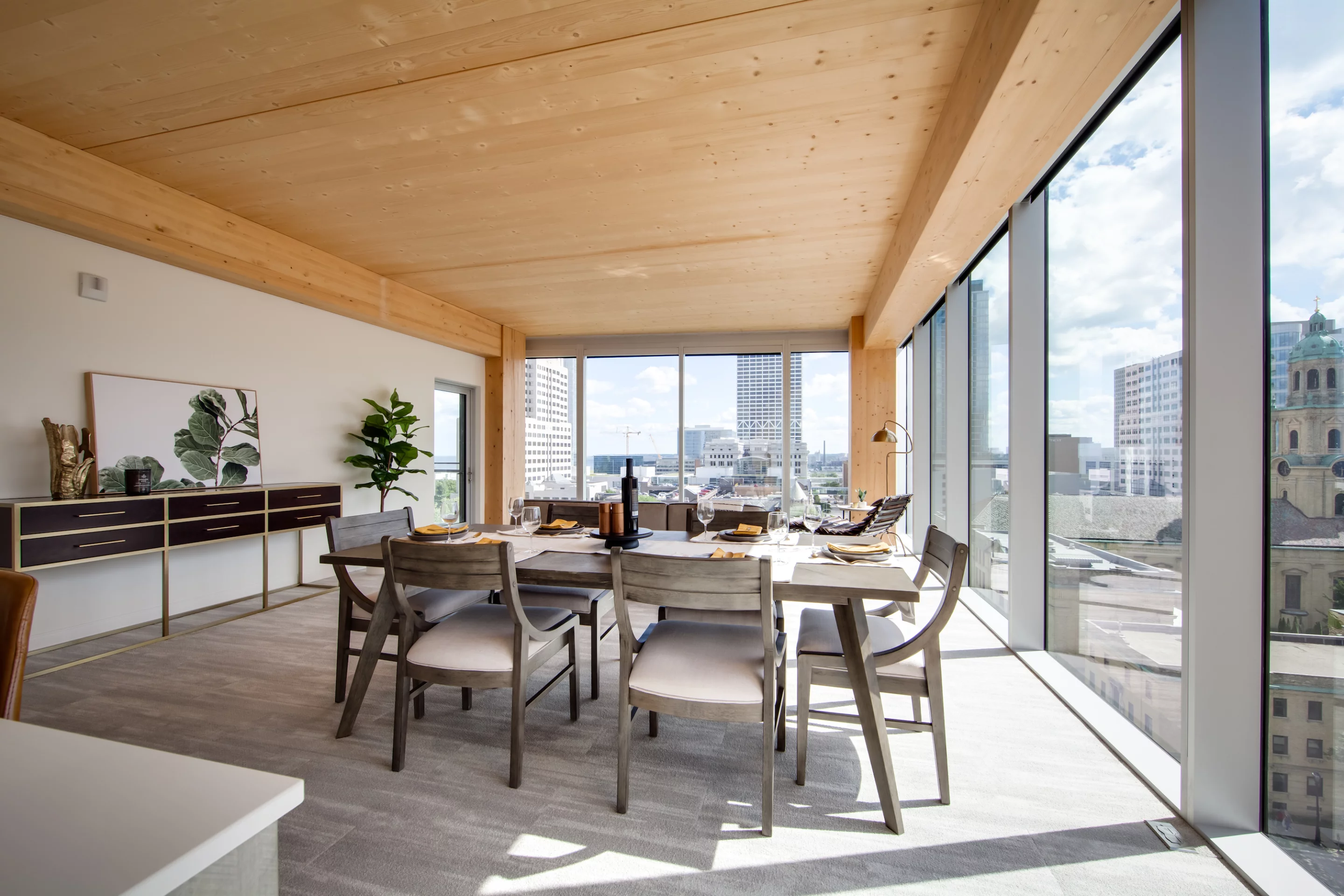 The Ascent's interior decor shows off the attractive uncovered timber beams and ceiling