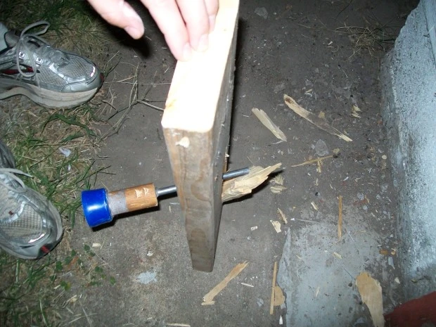 This metal projectile pierced a 2 x 6 piece of wood when shot from an air cannon ...