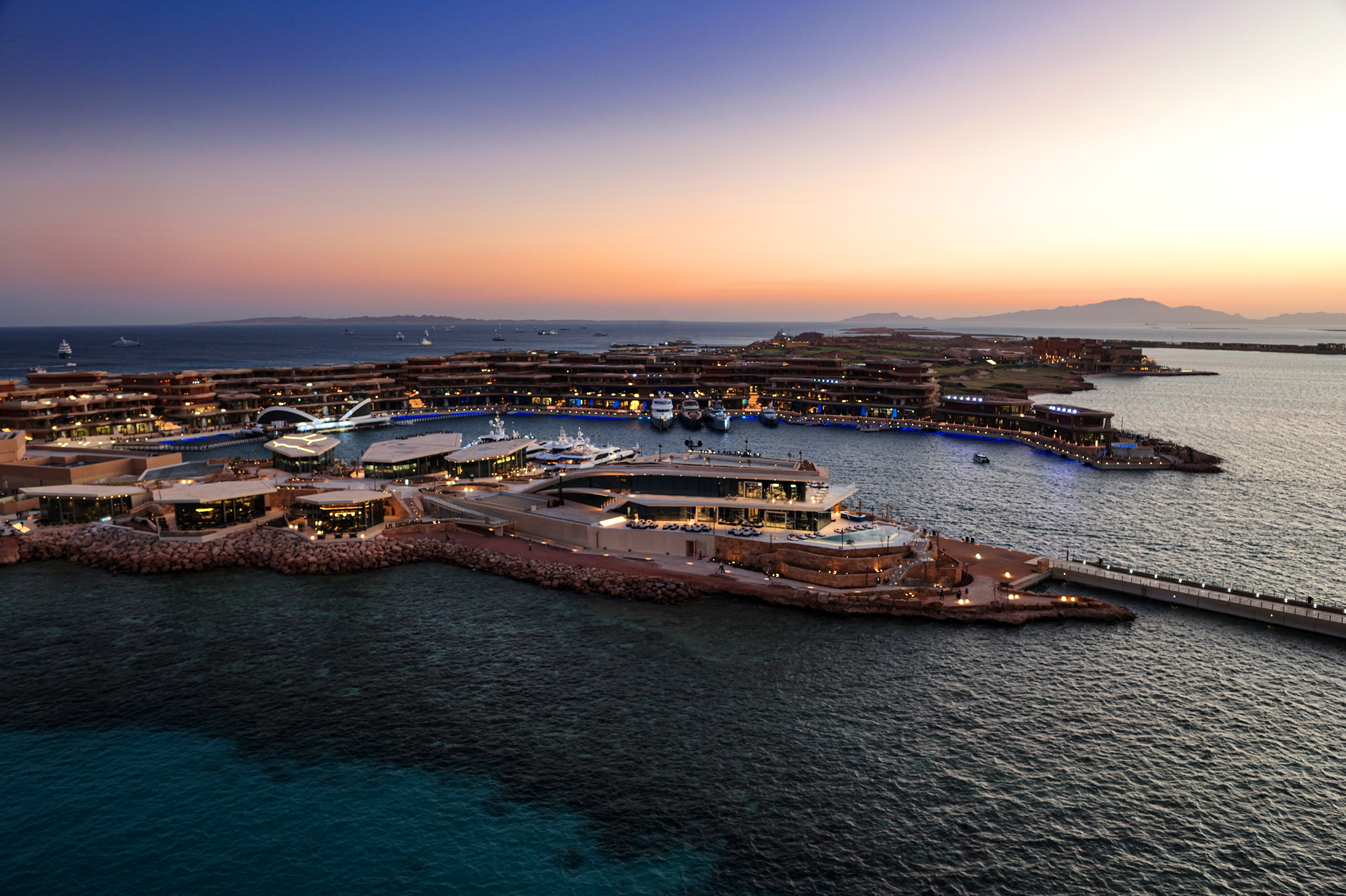 Sindalah includes restaurants, retail areas, and a golf club, as well as hotel rooms and luxury villas