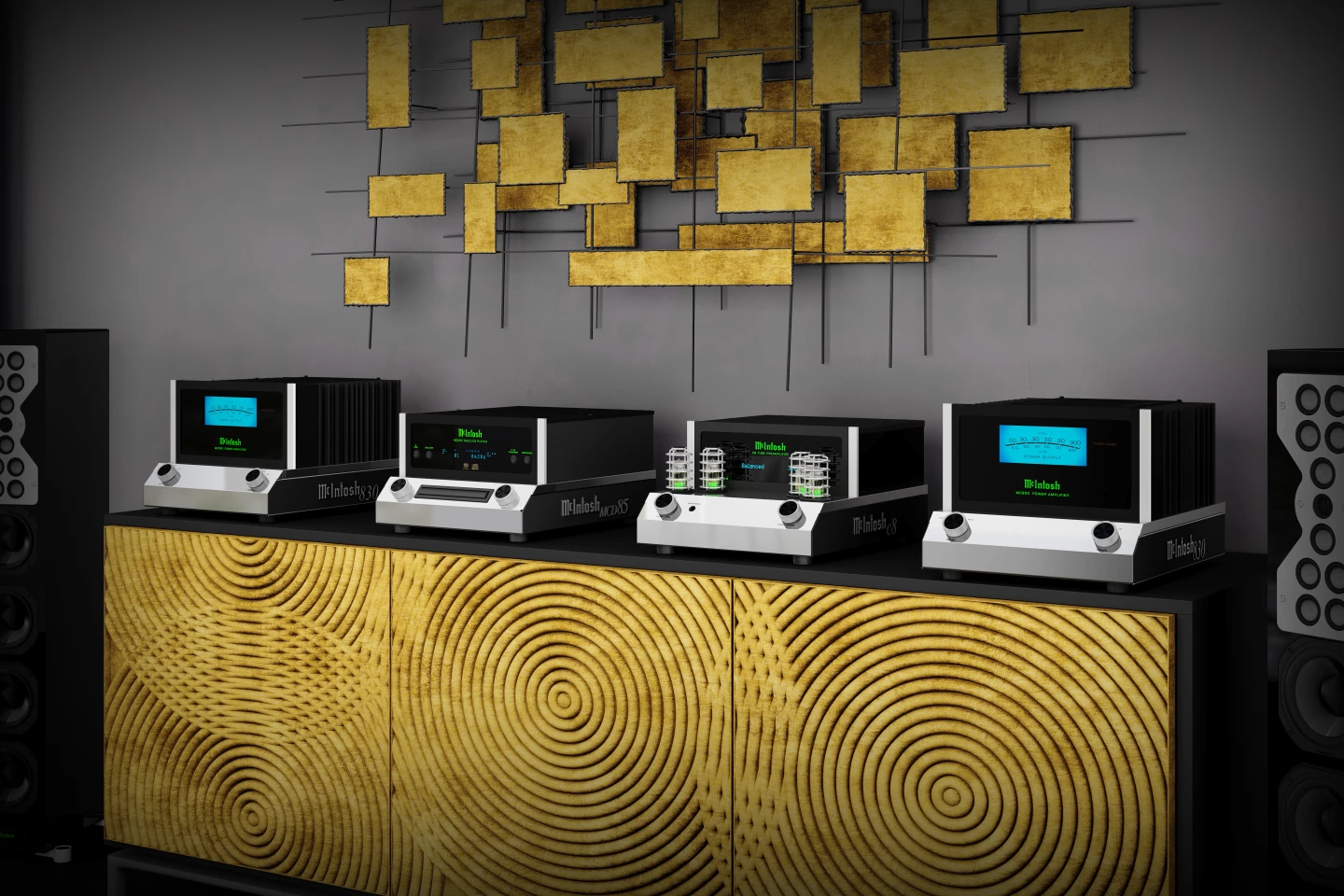 The MCD85 (second from left) takes its place well among McIntosh's retro-cool home audio lineup