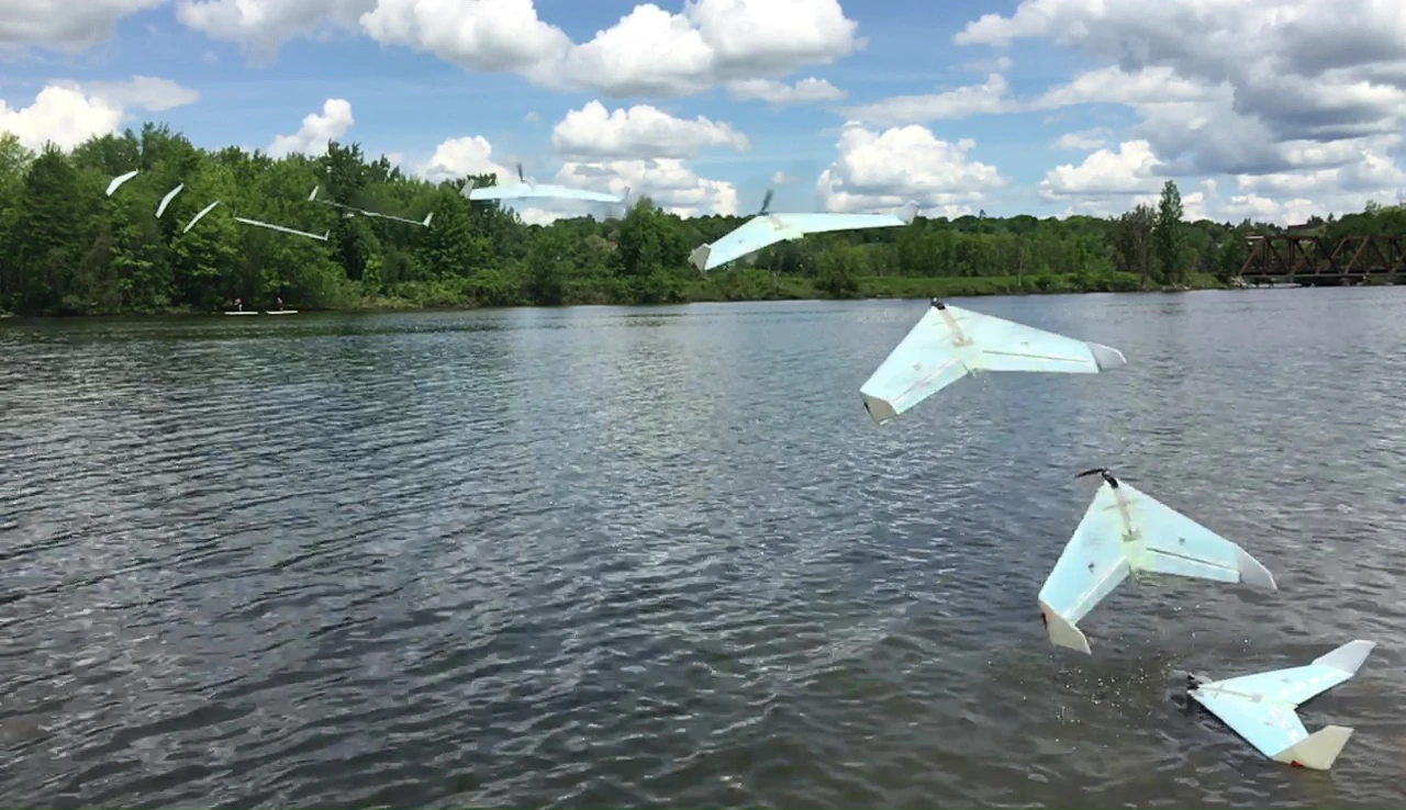 The team says its SUWAVE drone could travel across Canada by hopping between its lakes to charge its batteries