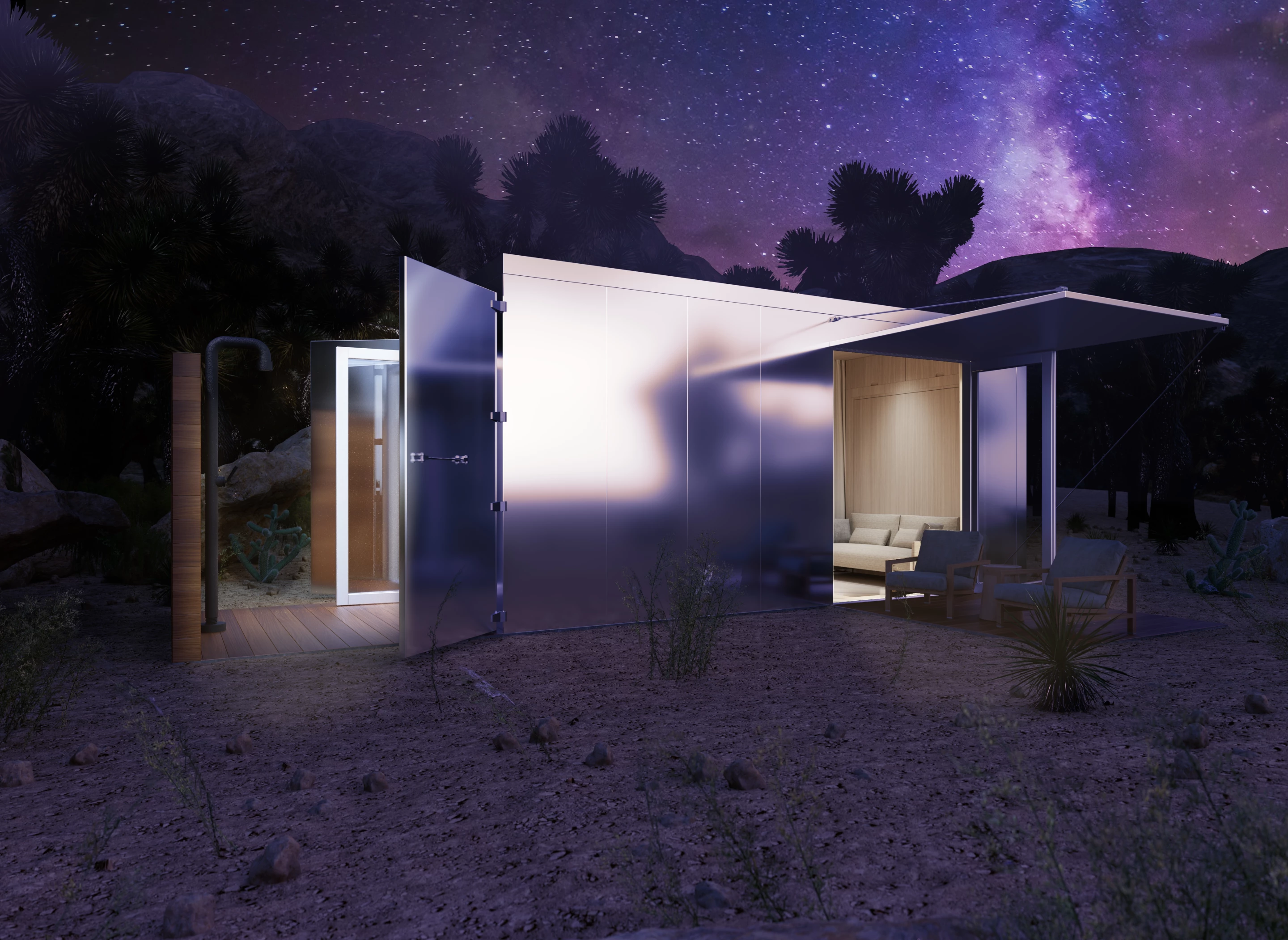 The metal siding and insulation helps maintain cool interior temperatures during warmer months