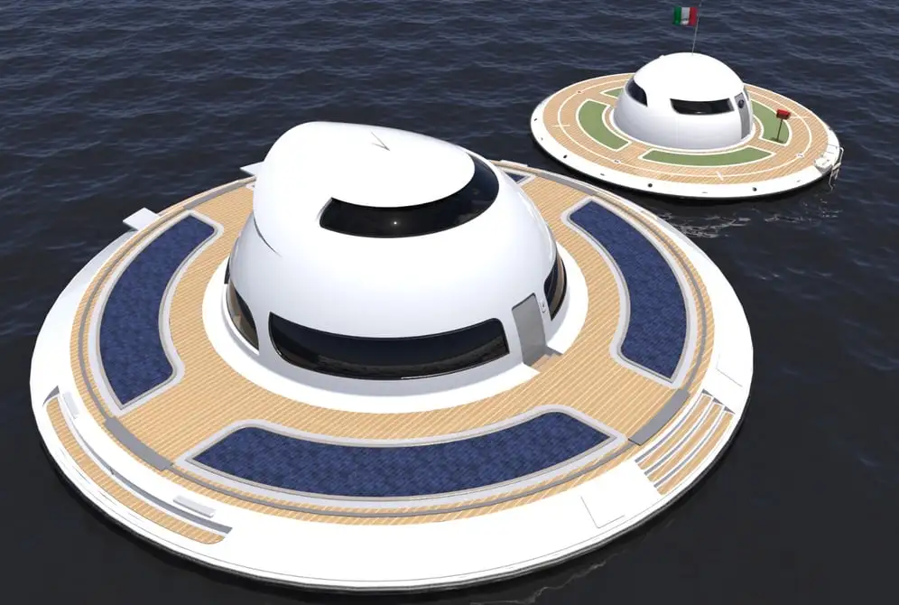 The UFO 2.0 is essentially a flying saucer-shaped houseboat that would allow you to sleep with the fishes, literally