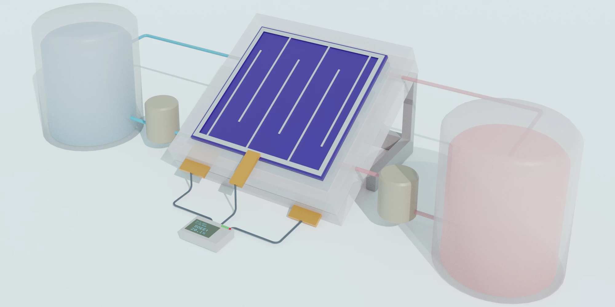 A schematic illustration of the new solar flow battery design