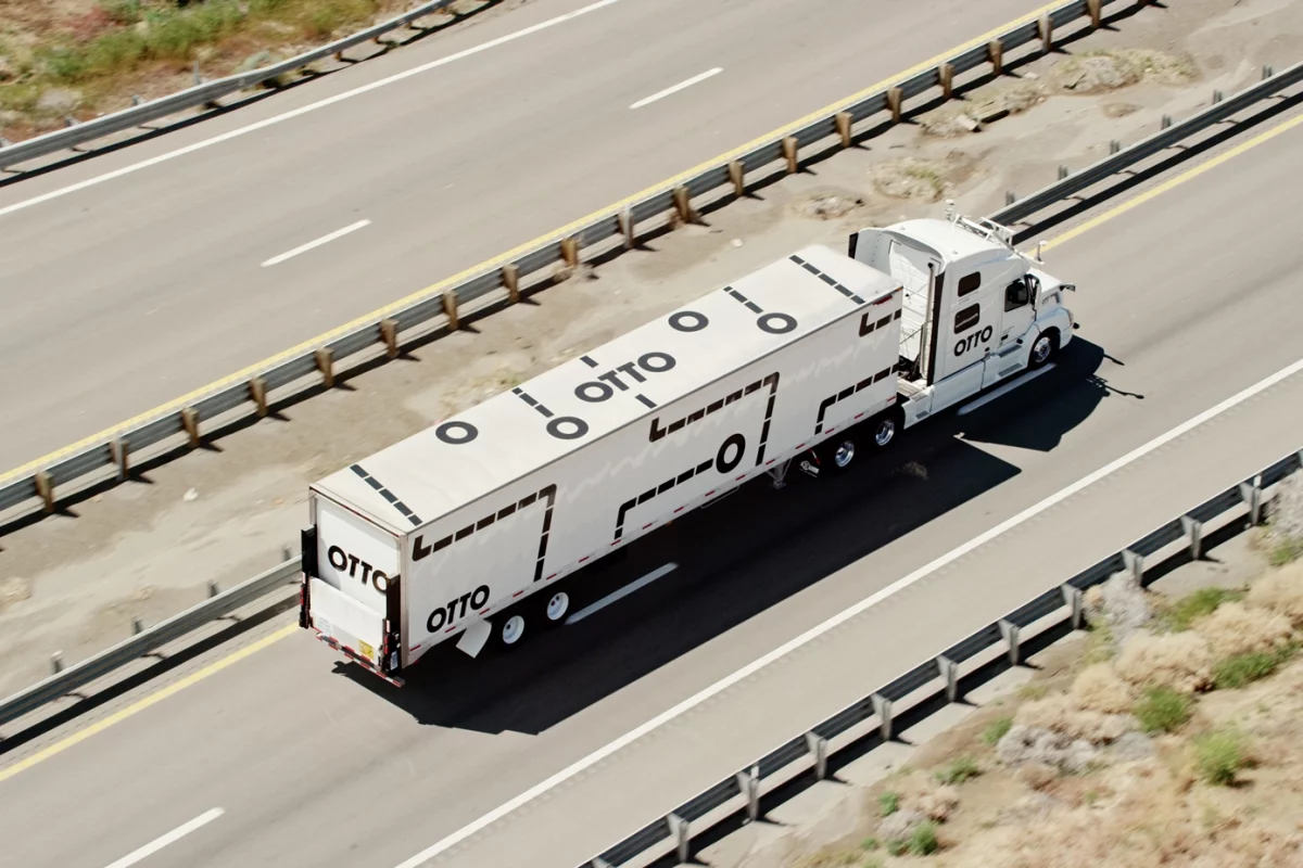 The self-driving kit is designed to be retrofitted on normal, manually driven trucks