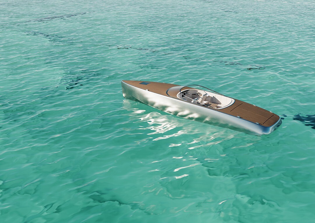 The Sarvo 37 wears an intriguing contrast of cold aluminum and warm synthetic wood