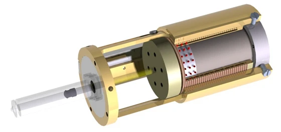 The core of the jet-injection device, which uses a Lorentz-force actuator to deliver a rnage of doses at various depths (Image: MIT BioInstrumentation Lab)