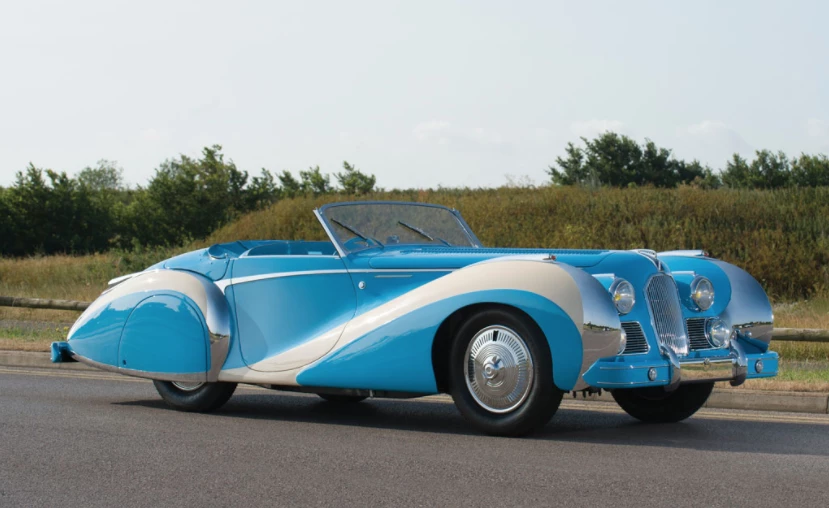 The parts and knowledge were freely exchanged between Talbot-Lago's road and track, with the road cars regularly dressed by the likes of Figoni & Falaschi and Saoutchik. The 1948 Talbot-Lago T26 Grand Sport Cabriolet above is one such example of what happens when you take a Grand prix car to a French automotive couturier. RM-Sotheby's auctioned the car in Monterey this year.