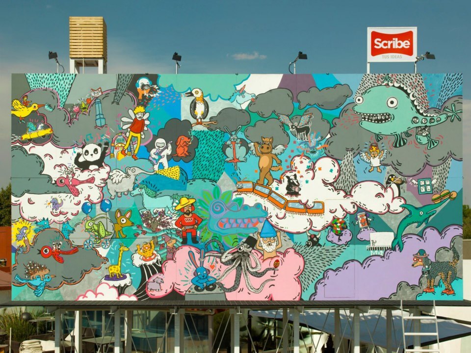 The hand-painted front of the Billboard House